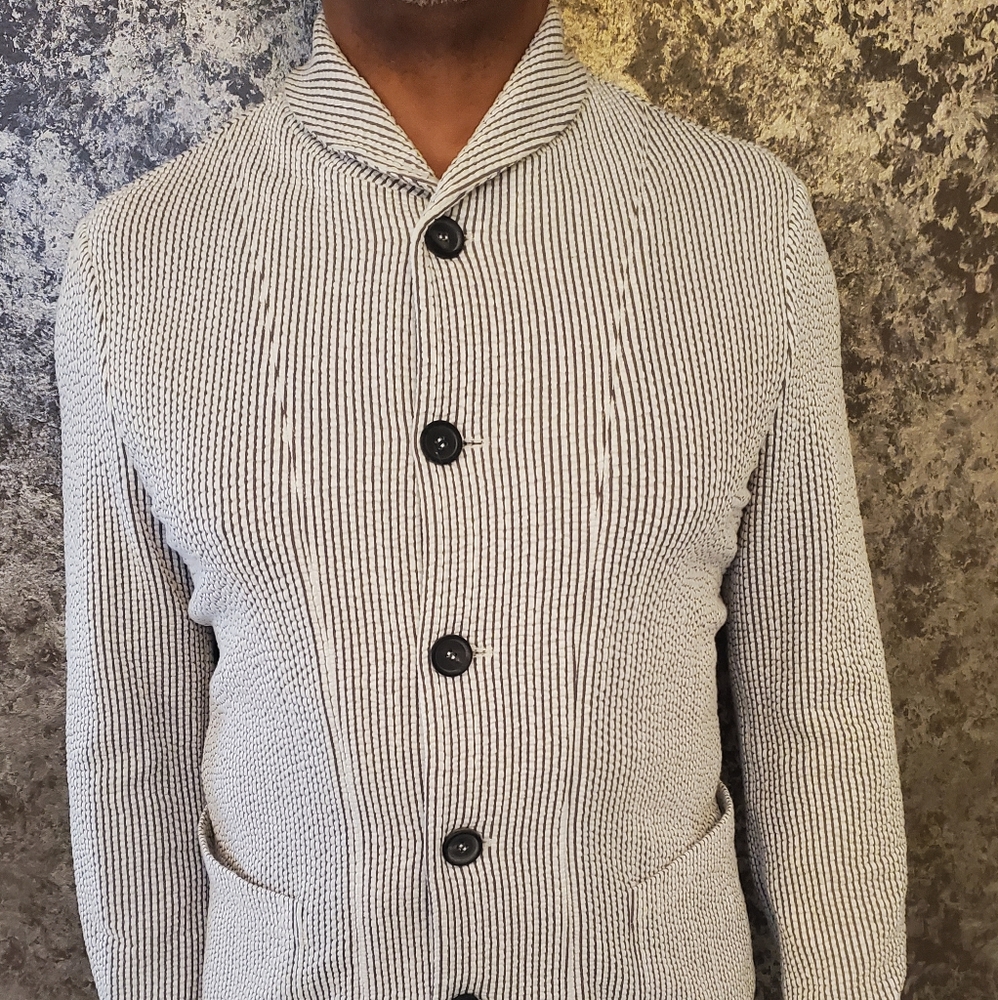 Gray & Cream Stripped Armani Blazer
